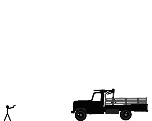 a silhouette of a truck with a gun on the back