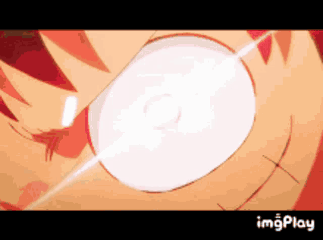 a close up of a cartoon character 's eye with a light coming out of it .