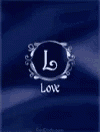 a blue background with a letter l in a circle and the word love