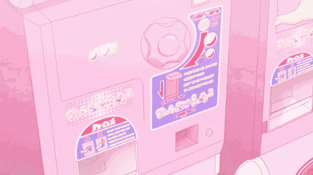 a person is using a machine that says ' gachapon ' on it
