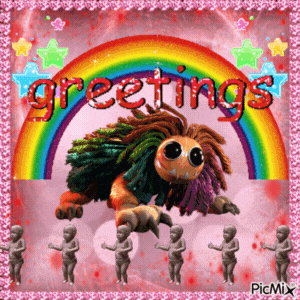 a picture of a rainbow and the words greetings