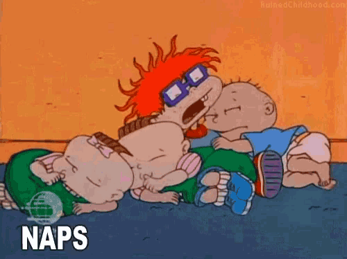 a group of cartoon babies are laying on the floor and the word naps is on the bottom of the picture .