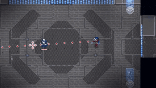 a video game screen shows a blue object coming out of a hole in the ground