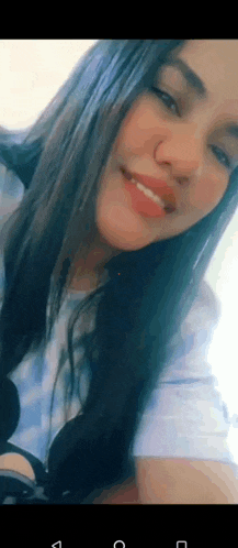 a close up of a woman taking a selfie with her tongue out and smiling .