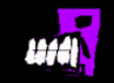a purple and white logo on a black background with a silhouette of a person .