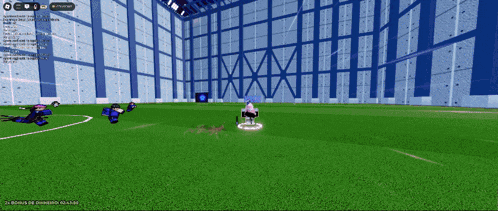 a screenshot of a video game shows a person in a circle on a green field