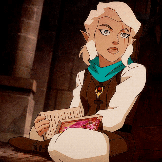 a cartoon character is holding a book that says ' i 'm sorry ' on it
