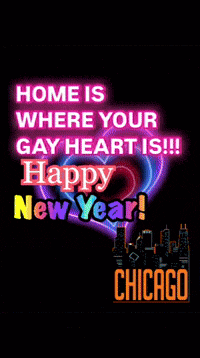 a sign that says home is where your gay heart is happy new year