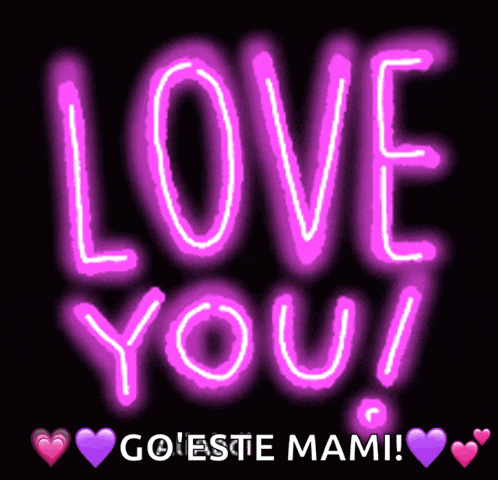 a neon sign that says love you with hearts around it