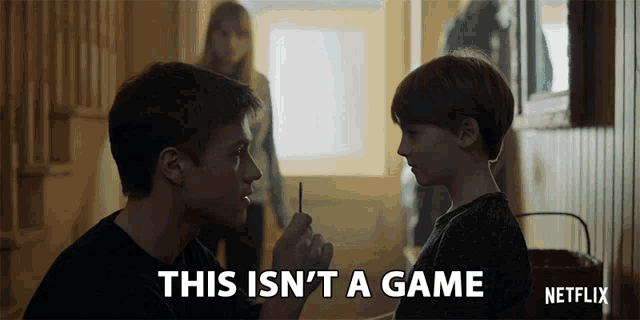 a netflix advertisement shows a man and a boy looking at each other