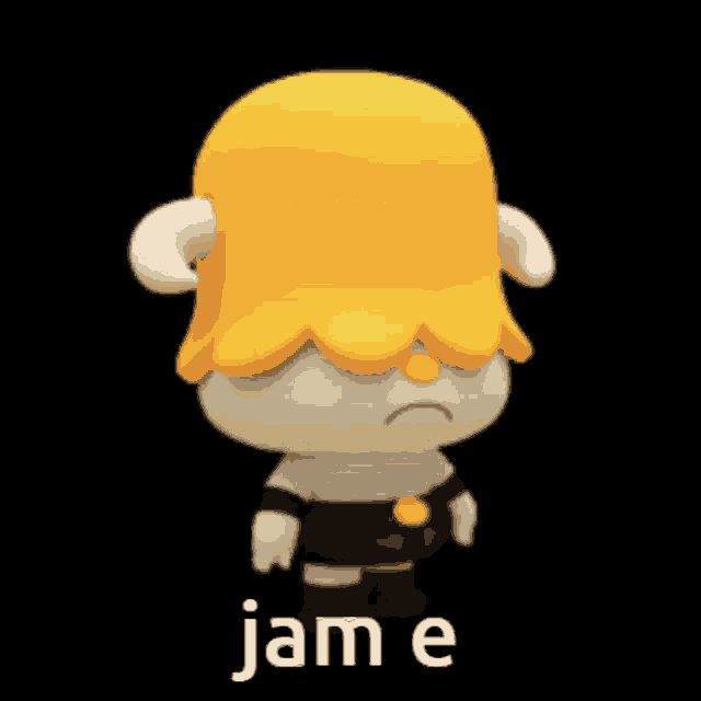 a cartoon character with horns and the word jam e on the bottom right