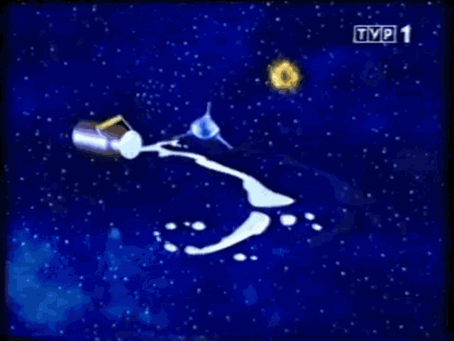 a cartoon of a space ship with a face on it and a tvp logo