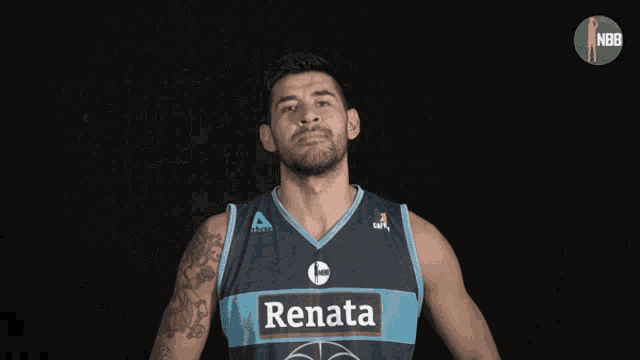 a man wearing a jersey that says renata on it