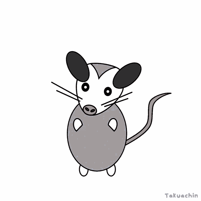 a cartoon drawing of an opossum with the word ha above it