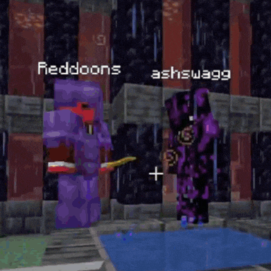 a purple monster is holding a sword in a minecraft game .
