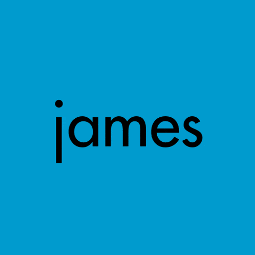 a blue background with the name james in black