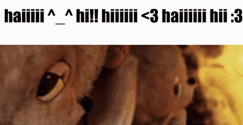 a group of stuffed animals are lined up in a row with the words haiiii on the top