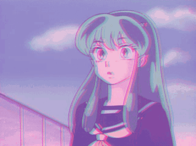 a girl with long green hair is wearing a sailor uniform