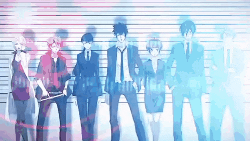 a group of people standing next to each other in front of a police line up .