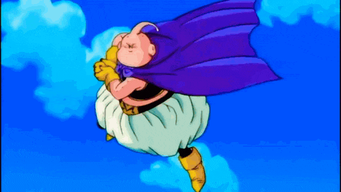 a cartoon character is flying through the air with a purple cape on .