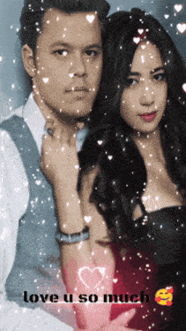 a picture of a man and woman with the words love u so much on the bottom