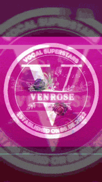 a logo for venrose vocal superstars is displayed on a purple background