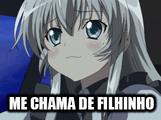 a picture of a girl with the words me chama de filhinho on it