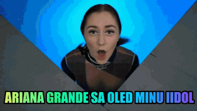 ariana grande sa oled minu idol is written on a poster