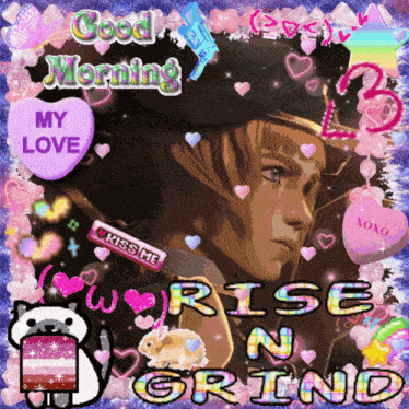 a picture of a man with the words rise n grind written on it