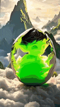 a green globe with a mountain in the background