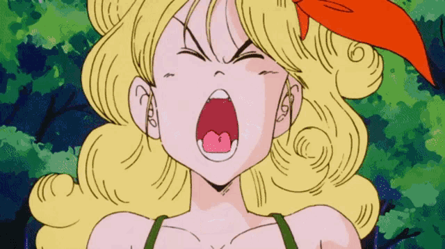 a close up of a cartoon character with her mouth open
