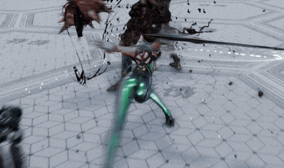 a person in a green suit is being attacked by a monster in a video game