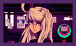 a pixel art of a girl with blonde hair and a ponytail .