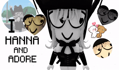 a picture of hanna and adore with a cartoon character in the background