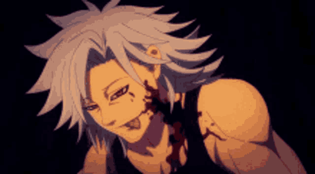 a cartoon character with blood on his face