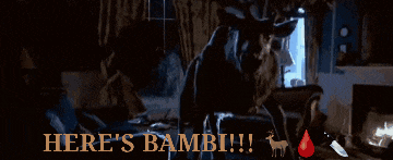 a poster that says here 's bambi with a deer in the background