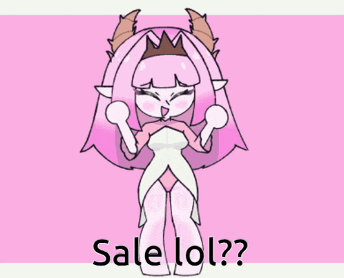 a drawing of a girl with a crown and the words sale lol on the bottom