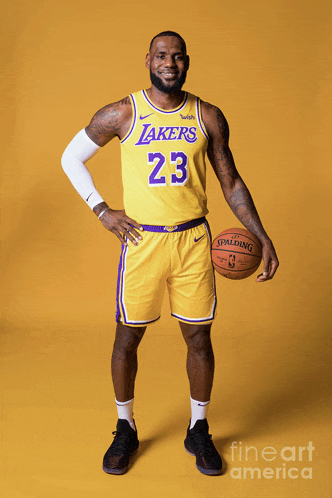 lebron james poses for a photo with a basketball