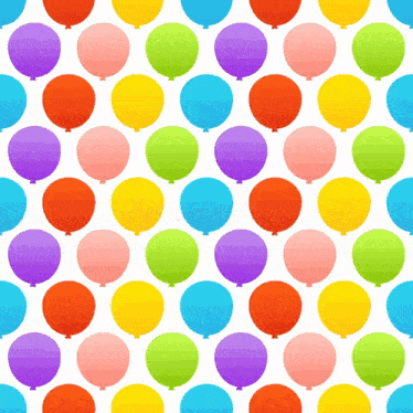 a seamless pattern with rainbow colored balloons on a white background