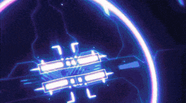 a purple and blue background with a glowing circle in the middle