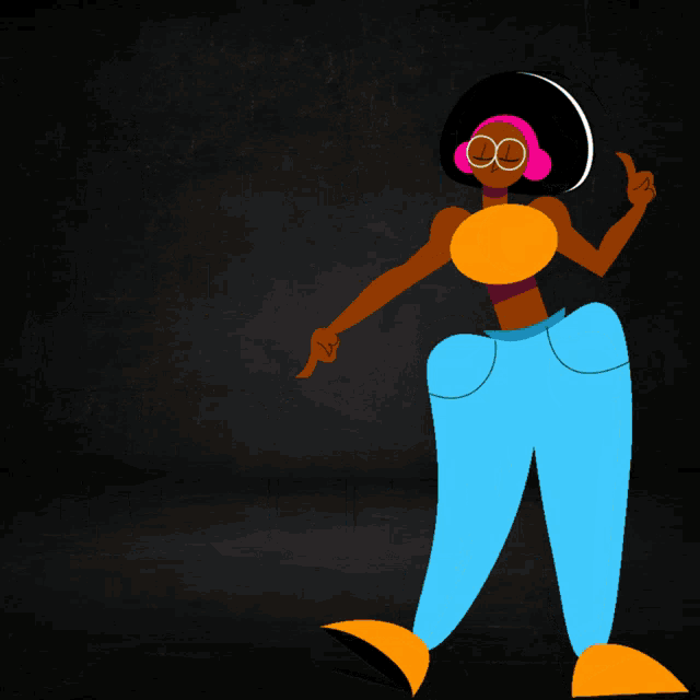 a cartoon drawing of a woman dancing with the words ta na behind her