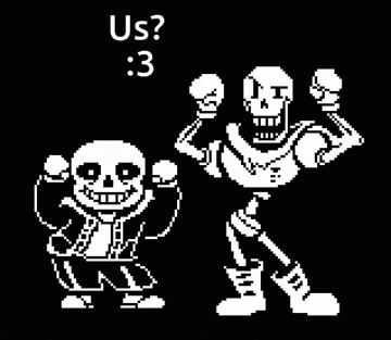 sans and papyrus are standing next to each other in a pixel art .