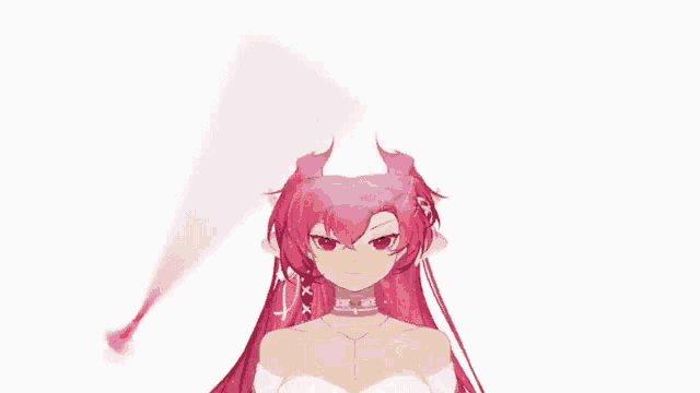 a drawing of a girl with red hair and red eyes