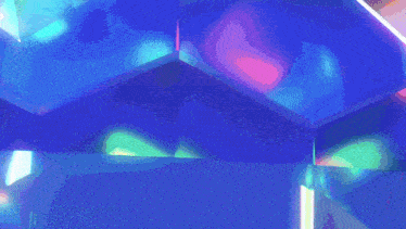 a blue and purple cube with a white border