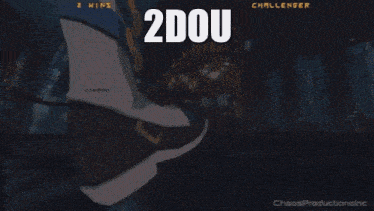 a video game screen shows a character 's feet and says 2dou on it