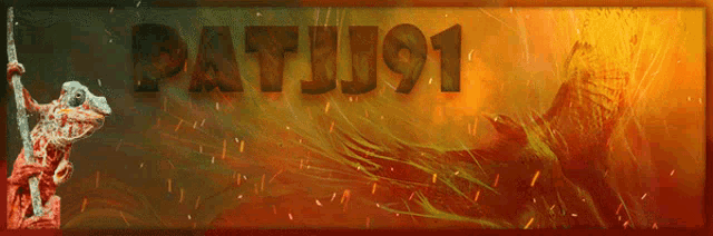 a painting of a chameleon and the words patuj91 on the bottom