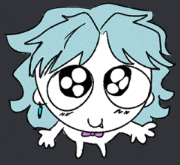 a cartoon drawing of a girl with big eyes
