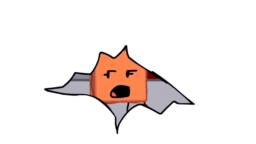 a cartoon drawing of a block with the letter f on it 's face