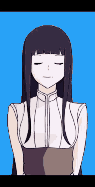 a cartoon of a girl with her eyes closed and a white shirt