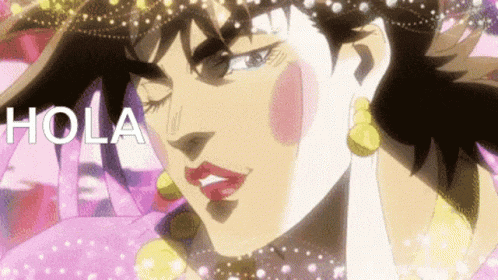 a close up of a woman 's face with the word hola written in the background .